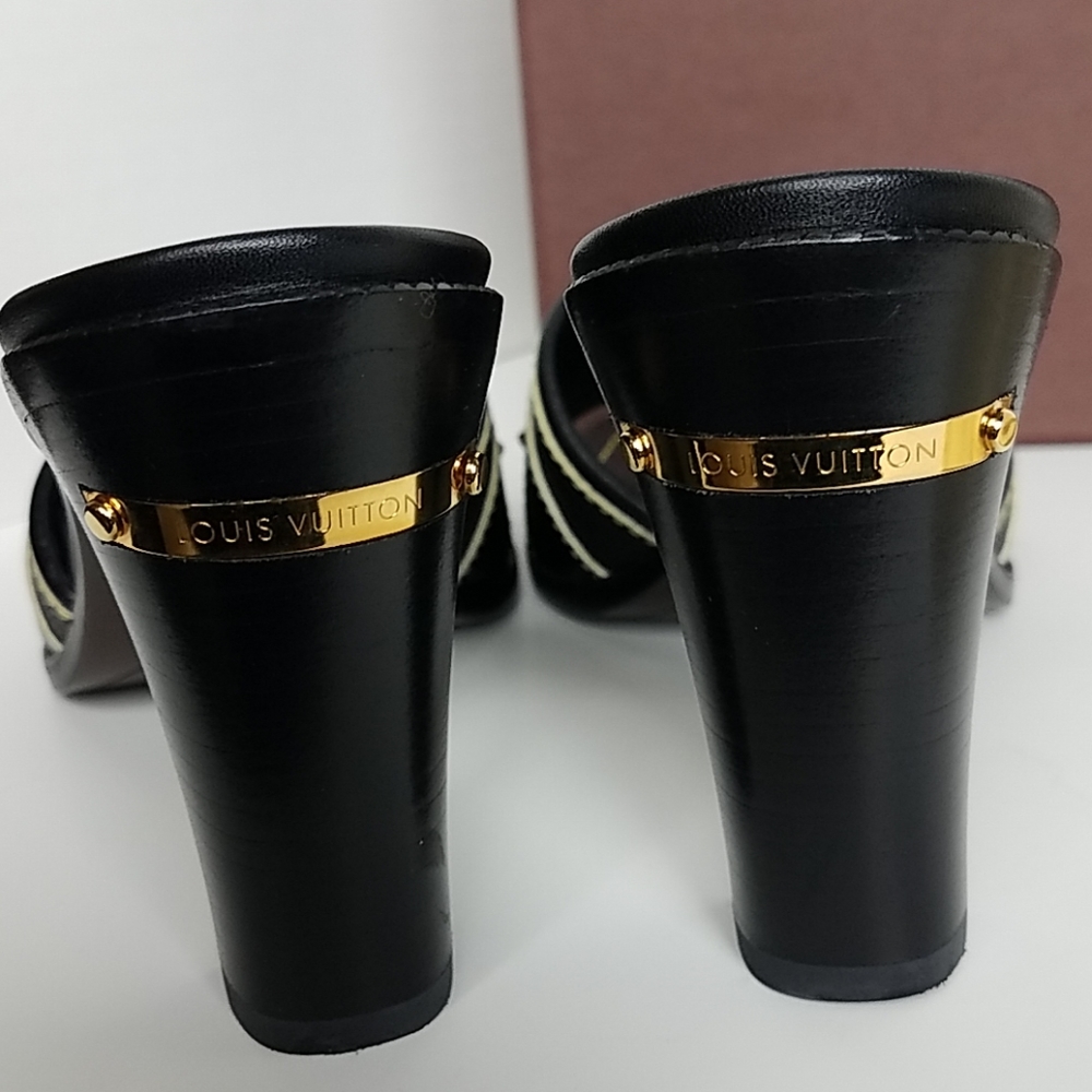 Louis Vuitton  Sandals  Black/Gold Sz 38 - Picture 4 of 8